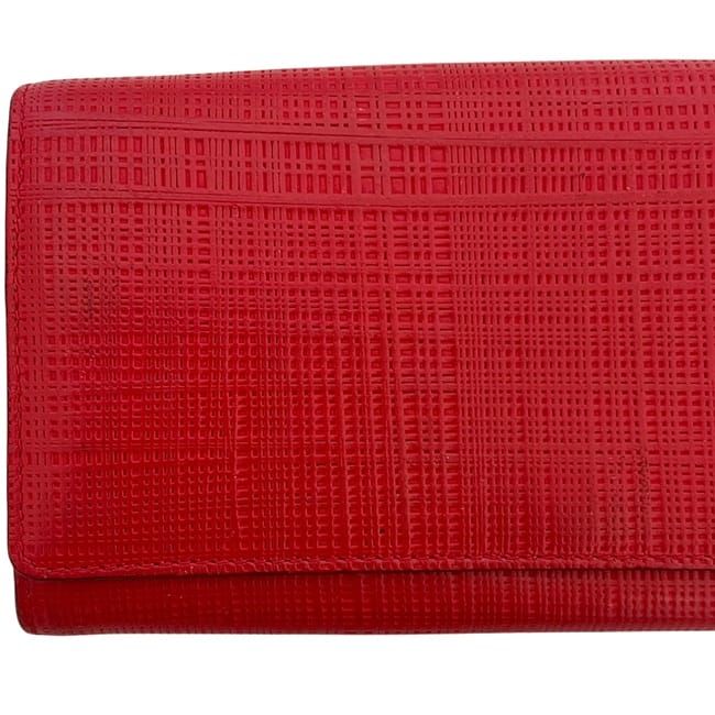 Loewe Bifold Long Wallet Red Linen 10188k98 Wallet Excellent Condition Leather