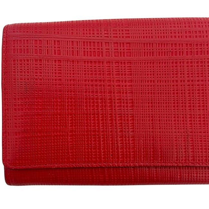 Loewe Bifold Long Wallet Red Linen 10188k98 Wallet Excellent Condition Leather