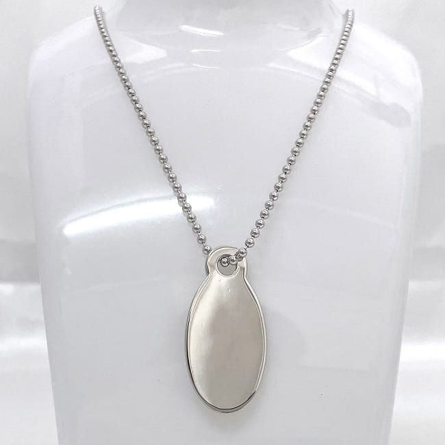Tiffany & Co Necklace Oval Tag Long Necklace Silver