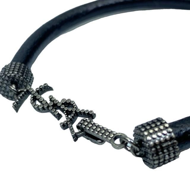 Saint Laurent Opium Bracelet Bangle Jewelry Logo Metal Leather Black