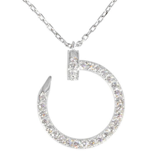 Cartier Juste Un Clou Necklace Diamond 18K White Gold 58g White Togo Old 45cm