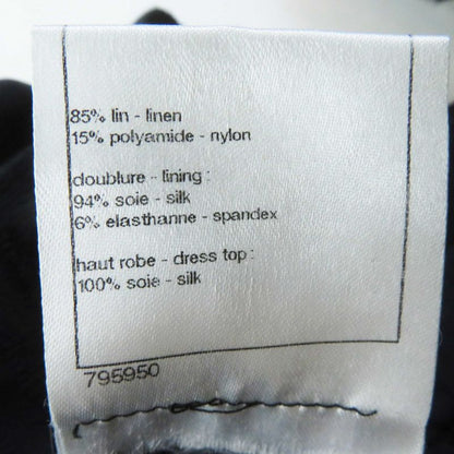 CHANEL P40728 Linen Silk Bare All-in-one Short Length Navy Black 34 Made In