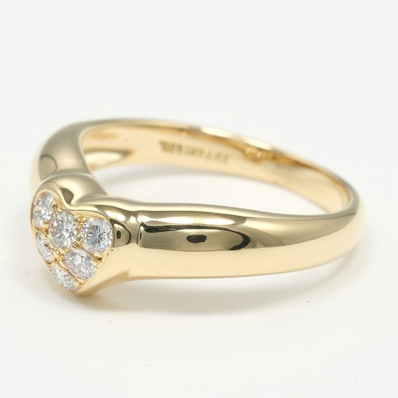 Tiffany & Co Pave Heart 18K Yellow Gold And Diamonds #13 Ladies 3.8g Ring