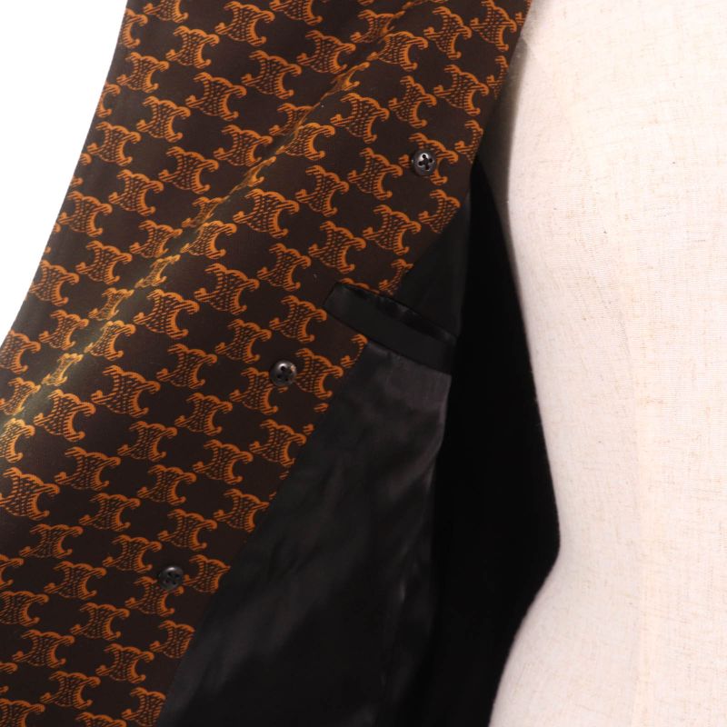 Celine 2m398267m 100% Cotton Triomphe Pattern Trench Coat Brown 40 With Hanger