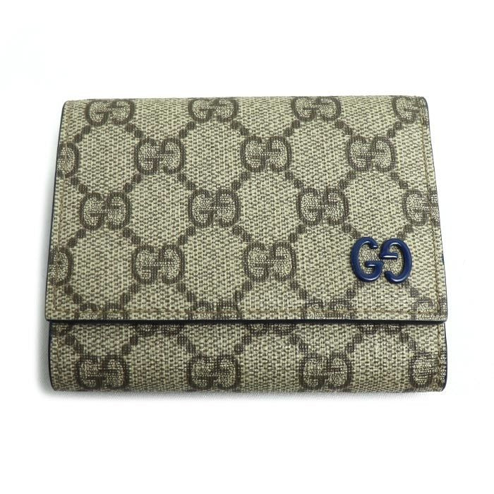 Gucci GG Trifold Wallet With Detailing Beige Blue