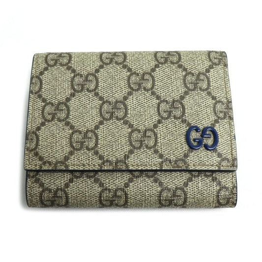 Gucci GG Trifold Wallet With Detailing Beige Blue