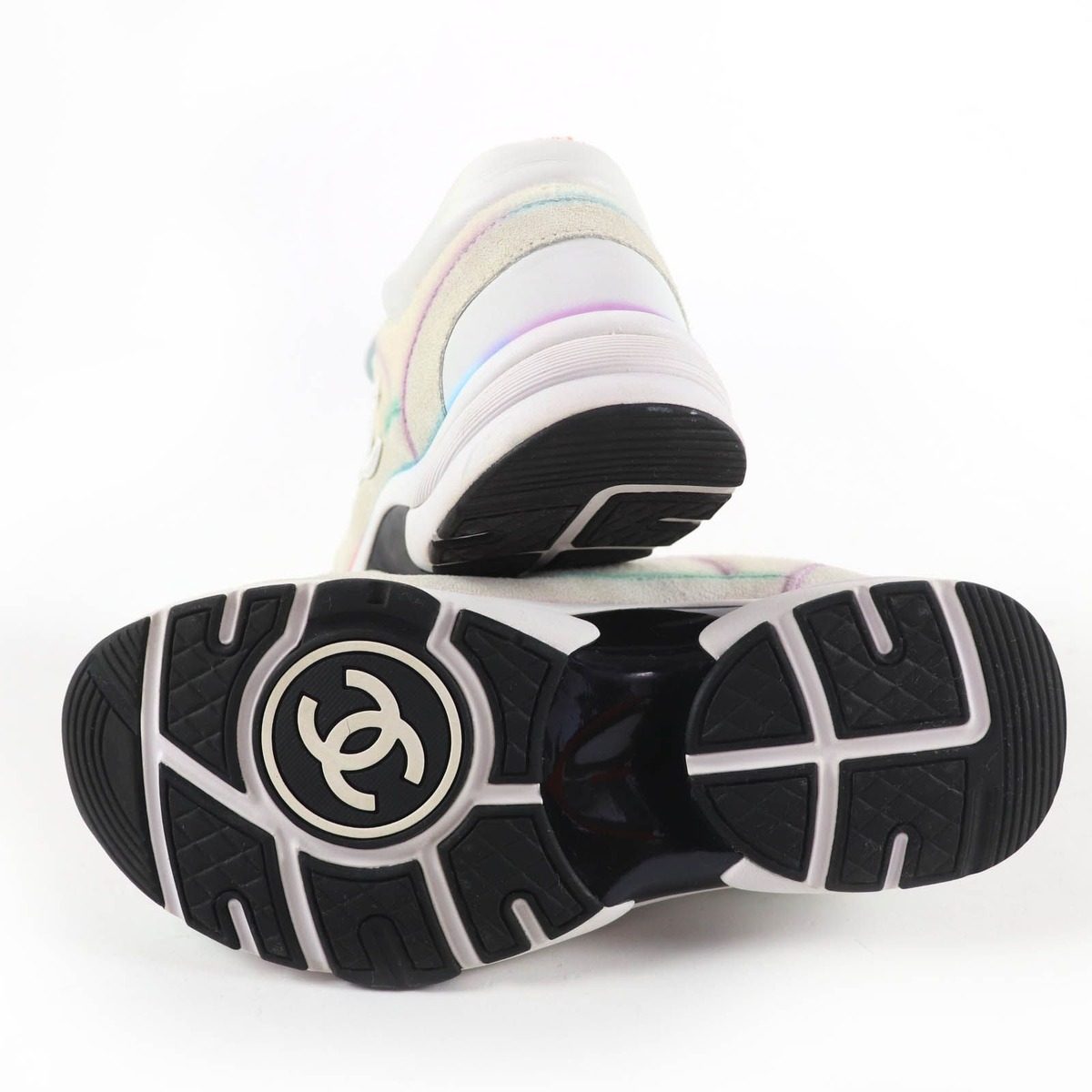 Chanel CC Logo Lace Up Low Cut Sneakers Multicolor 37 — view 7