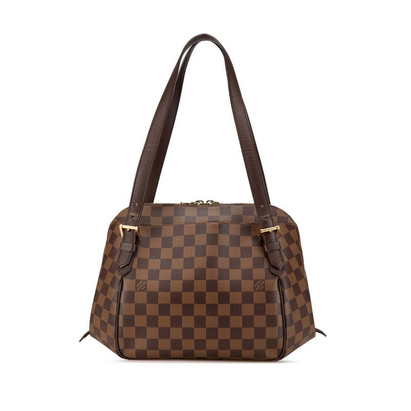Louis Vuitton Damier Belem MM Tote Brown Leather