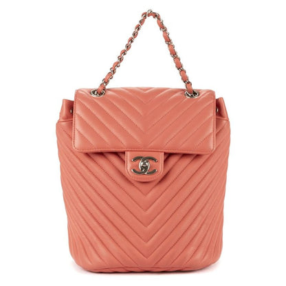 Chanel Urban Spirit Backpack Pink Chevron Quilted Calfskin Leather