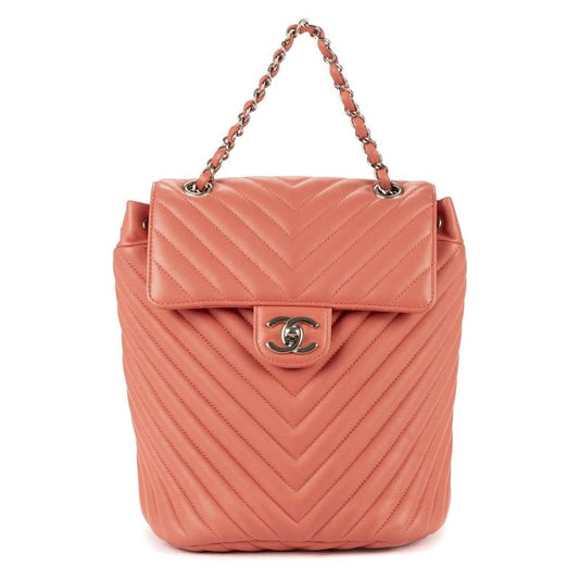 Chanel Urban Spirit Backpack Pink Chevron Quilted Calfskin Leather