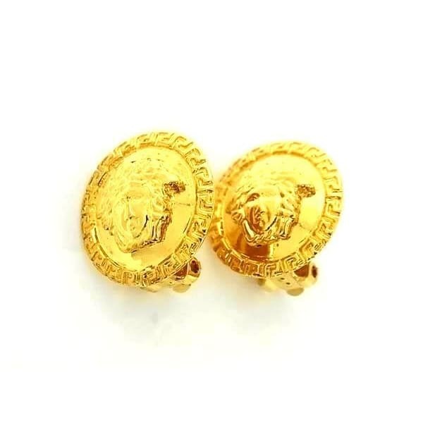 Gianni Versace Earrings Medusa Gold Metal
