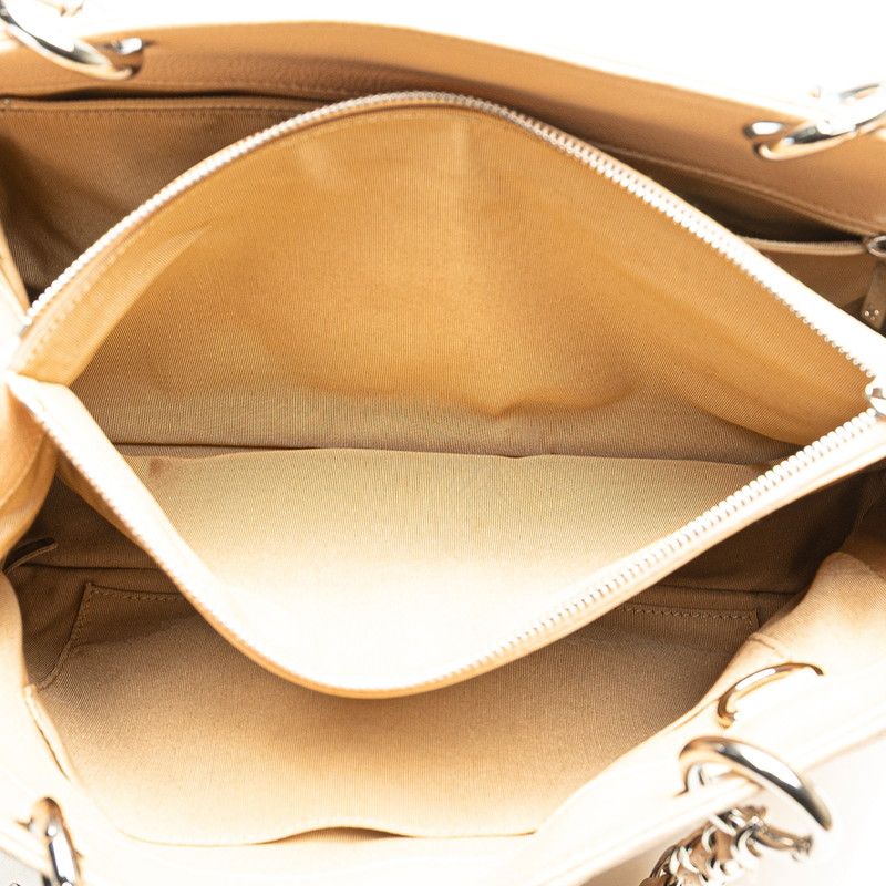 Chanel Matelasse Coco Mark Chain Tote Bag Beige Caviar Skin Women's Chanel