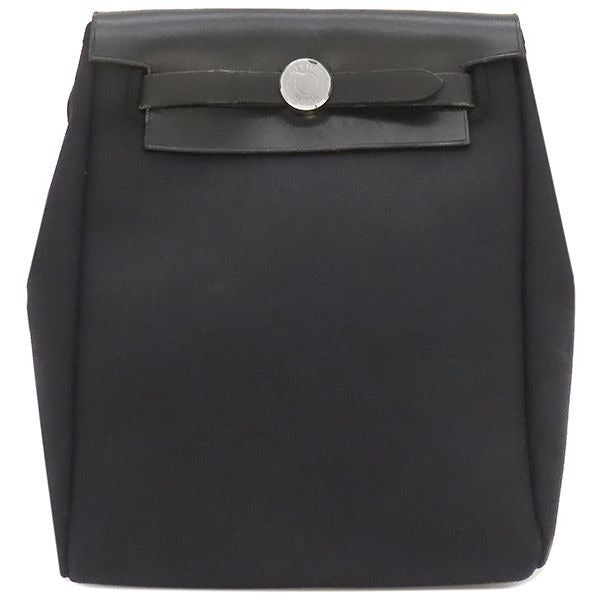Hermes Shoulder Bag Herbag Her TPM Leather Toile Officier Black Silver
