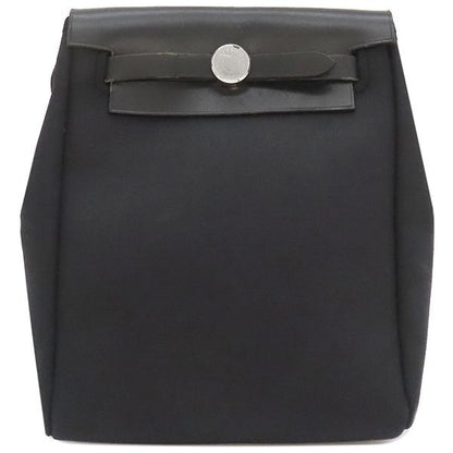 Hermes Shoulder Bag Herbag Her TPM Leather Toile Officier Black Silver