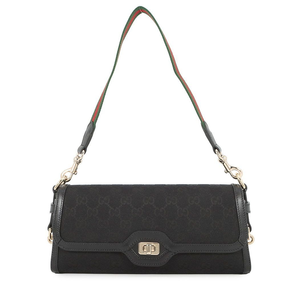 Gucci Shoulder Bag le Che GG Canvas Leather Black