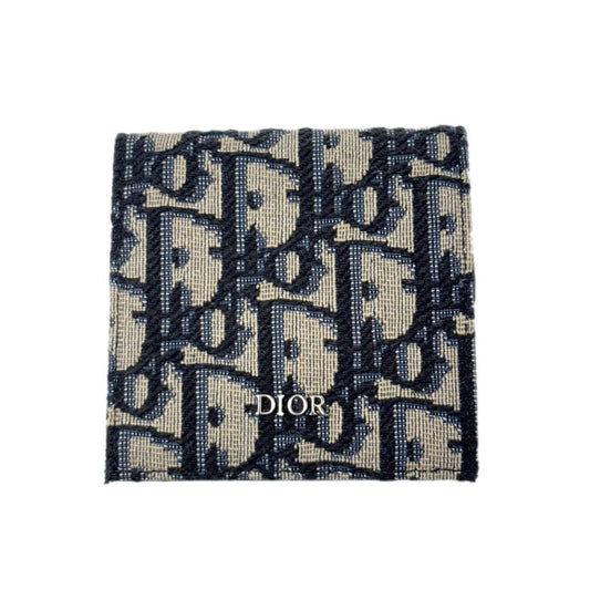 Dior Boxshape Coin Purse White Jacquard Navy Beige Black