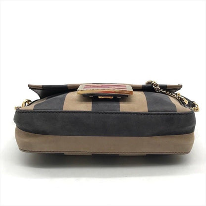 Fendi Mini Bucket Pecan 2-Way Chain Shoulder Bag Hand Leather Brown