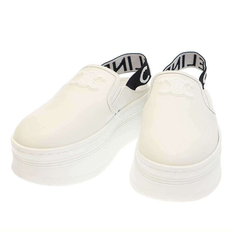 Celine Block Wedge Mule Sandals White 36