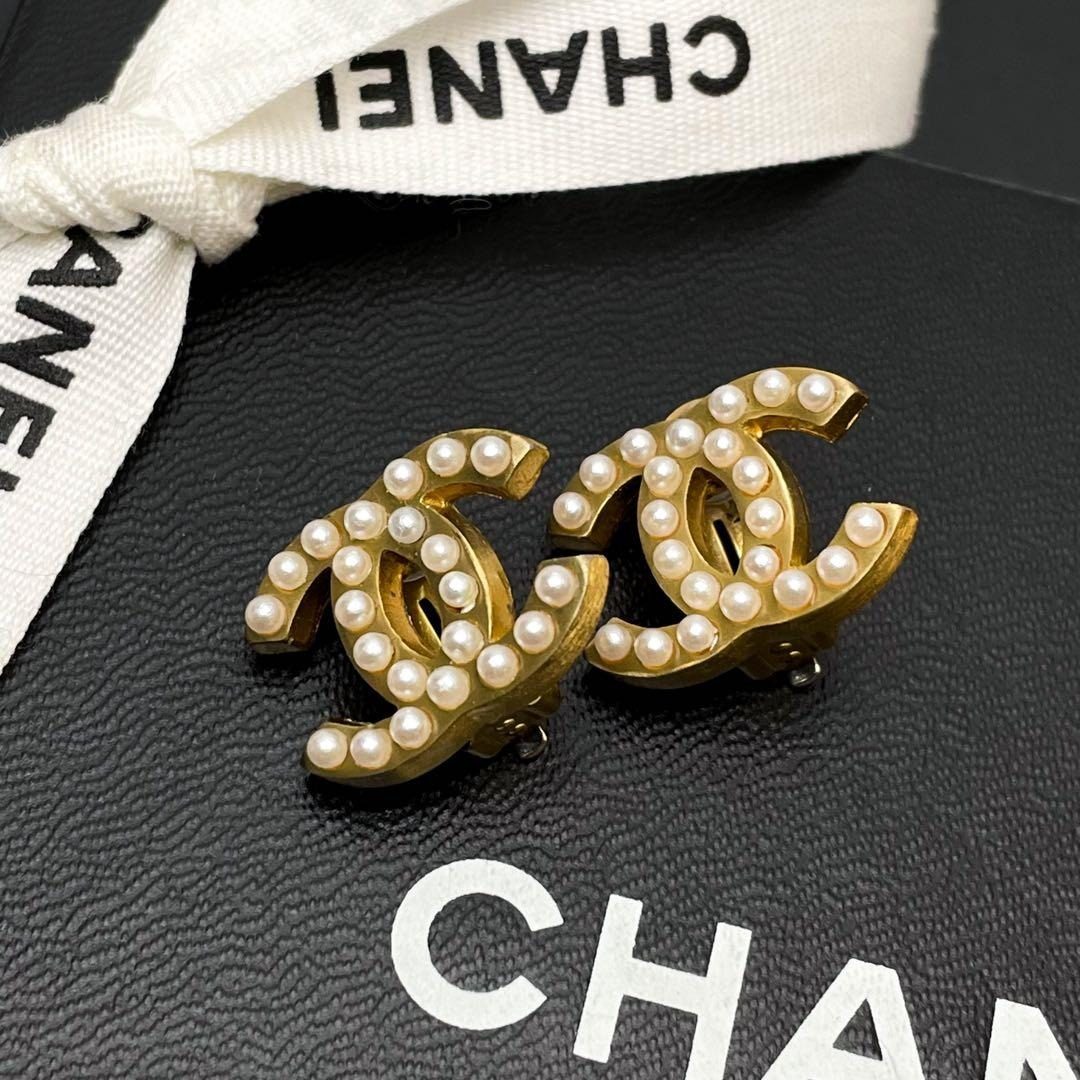 Chanel CC Logo Earrings Faux Pearl Icon Coco