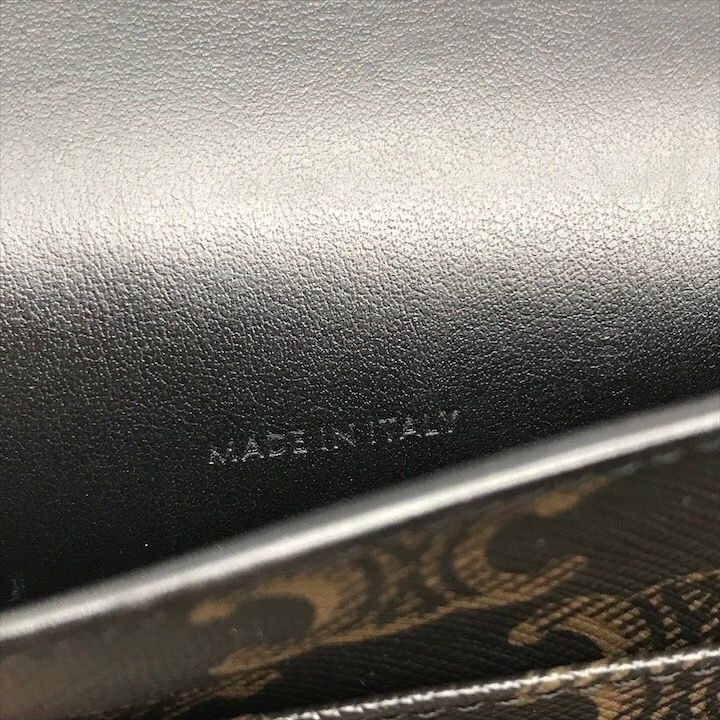 Celine Macadam Triomphe Phone Pouch Shoulder Bag Black Purse