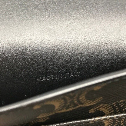 Celine Macadam Triomphe Phone Pouch Shoulder Bag Black Purse