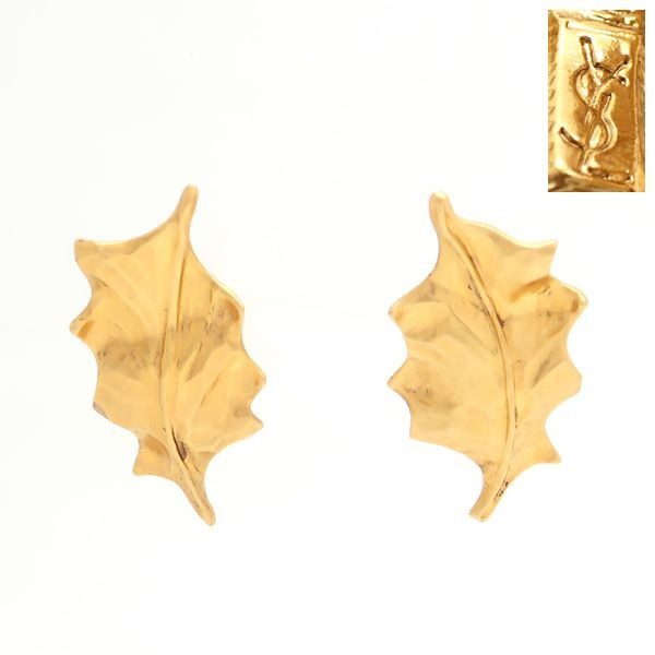 Yves Saint Laurent Earrings GP Leaf Motif Vintage