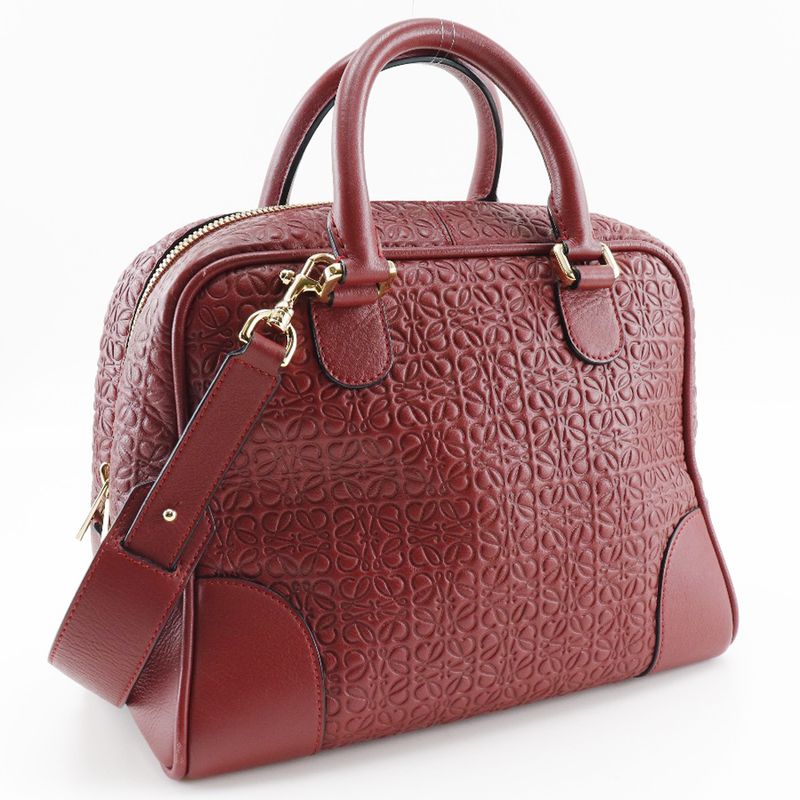 Loewe Amazona 75 Repeat Anagram 2WAY Shoulder Calf Red Ladies Handbag