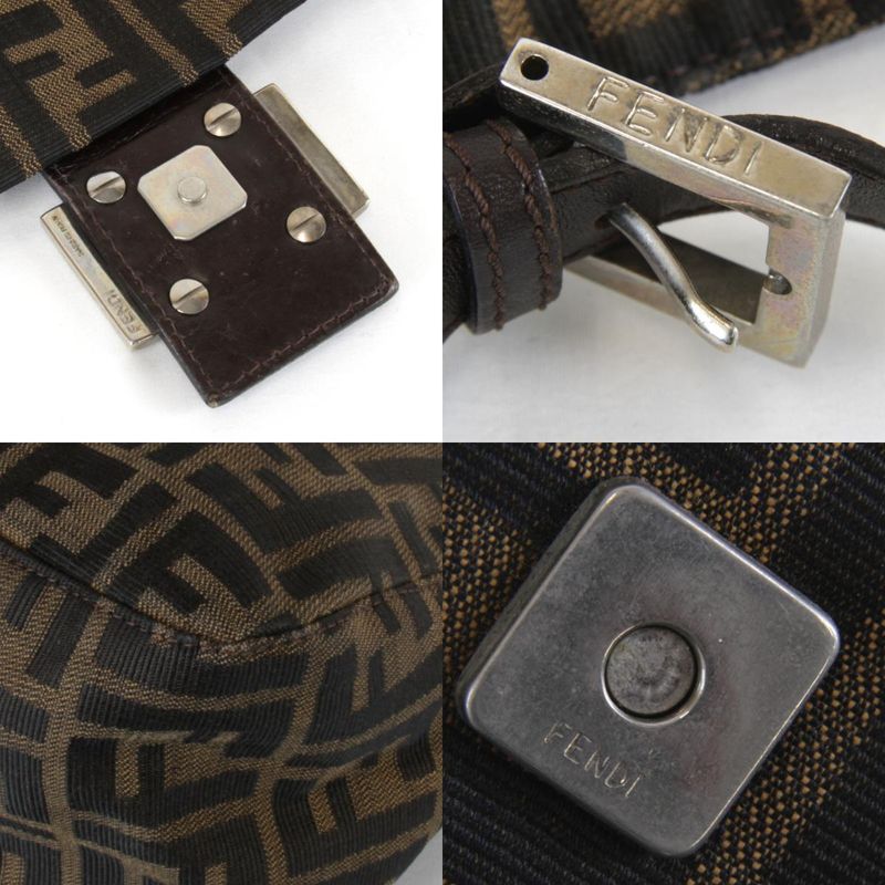 Fendi Zucca Mamma Bucket Shoulder Bag Canvas Brown