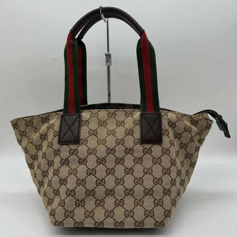 Gucci 131229 Handbag Beige And Brown GG Canvas Sherry Line Ladies Men
