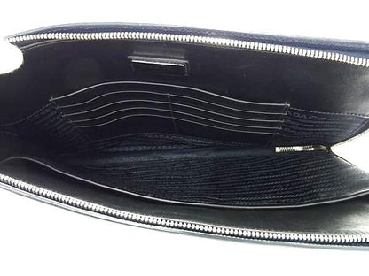 Prada Saffiano Leather Clutch Bag Second Bag Men's Dark Navy Av5841