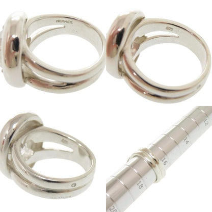 Hermes Vintage Gaucho Silver 925 White Topaz #17 Silver Ring 0267 Hermes