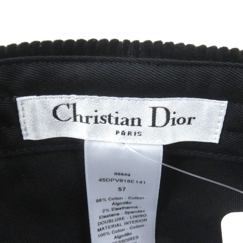 Christian DIOR 45dpv918e141 D-player Corduroy Baseball Cap Hat Black 57 Made