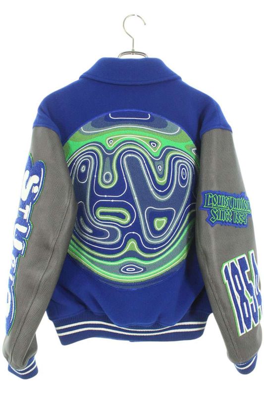 Louis Vuitton 23AW Rm232 CAW Hpl66e Sleeve Leather Cutout Varsity Jacket Stajan