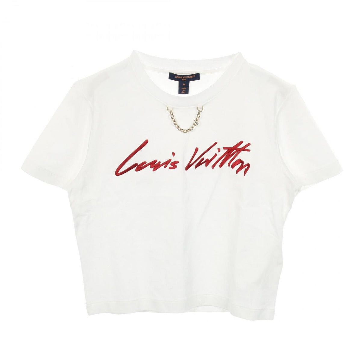 Louis Vuitton Short Sleeve T-Shirt Logo Embroidery White Cotton