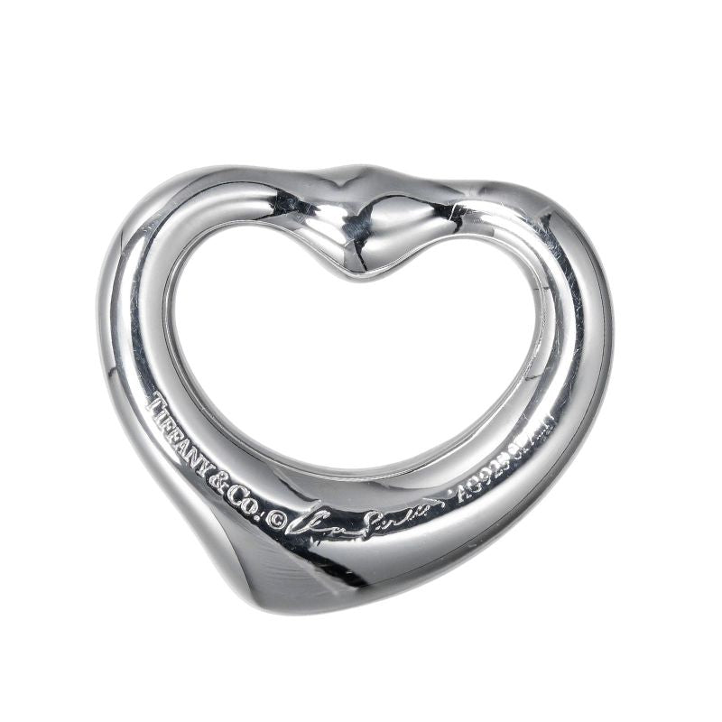 Tiffany & Co Open Heart 925 Silver And Pink Sapphire Ladies 2.1g Necklace