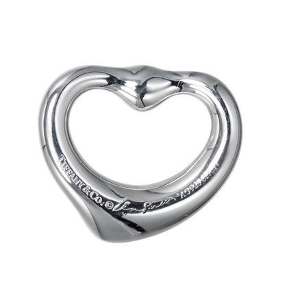 Tiffany & Co Open Heart 925 Silver And Pink Sapphire Ladies 2.1g Necklace