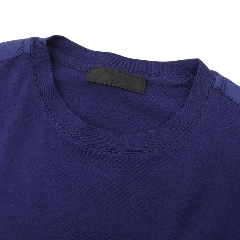 Prada Rubber Logo Pocket Cotton T-shirt Top Men's Blue XS 19 Sjn250 XS