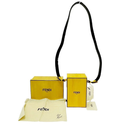 Fendi Leather Box Shoulder Bag Yellow