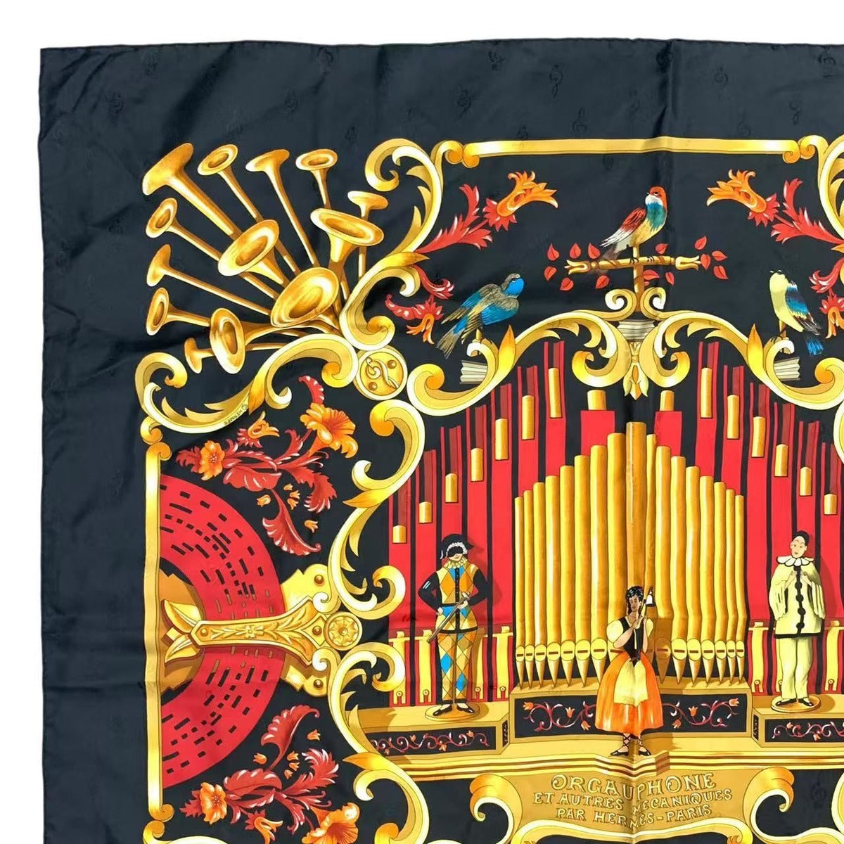 Hermes Scarf 100% Silk Carre 90 Orgauphone ET Autres Mecaniques Pipe Organ — view 2