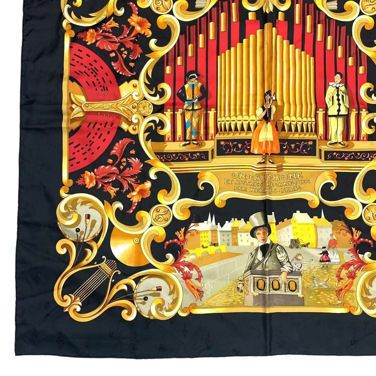 Hermes Scarf 100% Silk Carre 90 Orgauphone ET Autres Mecaniques Pipe Organ — view 5