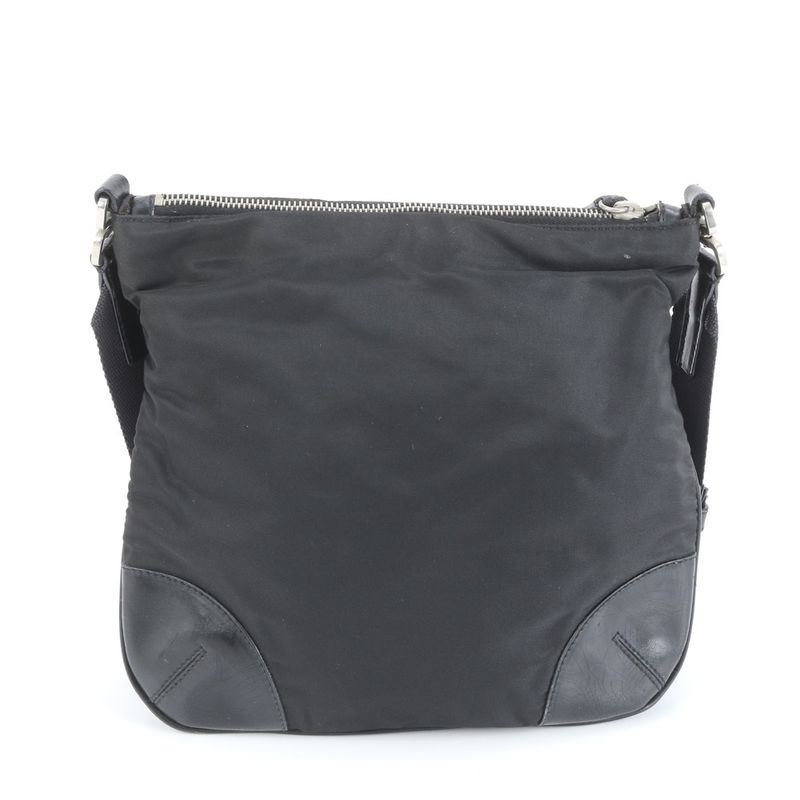 Prada Authenticity With Card Tessuto Nylon Triangle Logo Leather Shoulder Bag