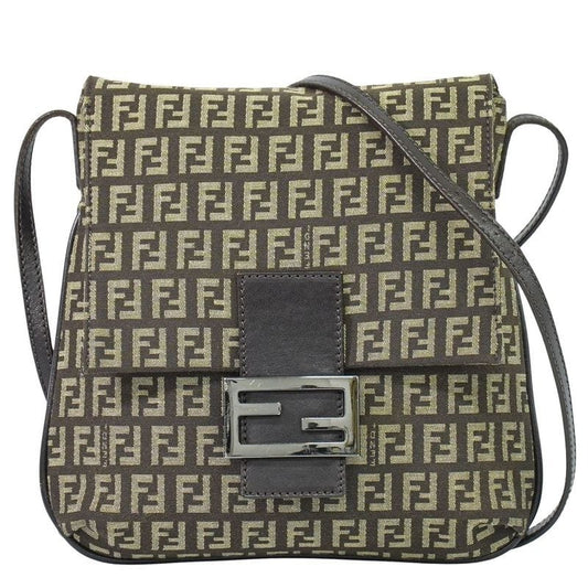 Fendi Zucchino Shoulder Bag Pochette Canvas Brown 8 Bt075