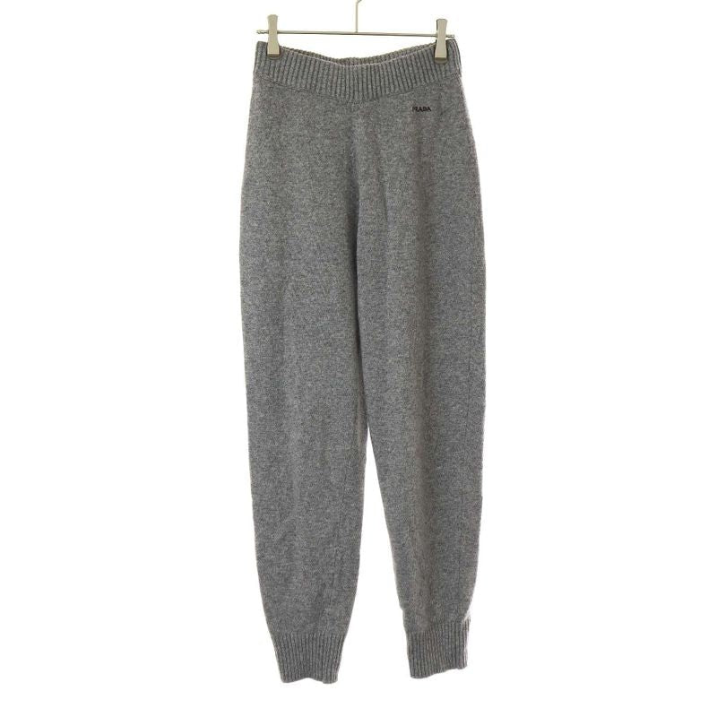 Prada Wool Cashmere Logo Embroidered Knit Easy Pants 22235 R212 1 Z80 Gray 40