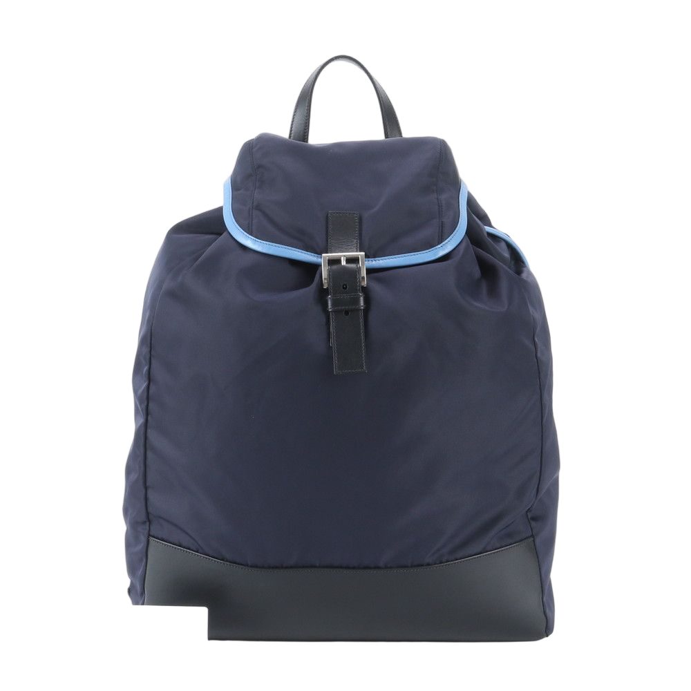 Prada Tessuto Nylon Leather Backpack Navy