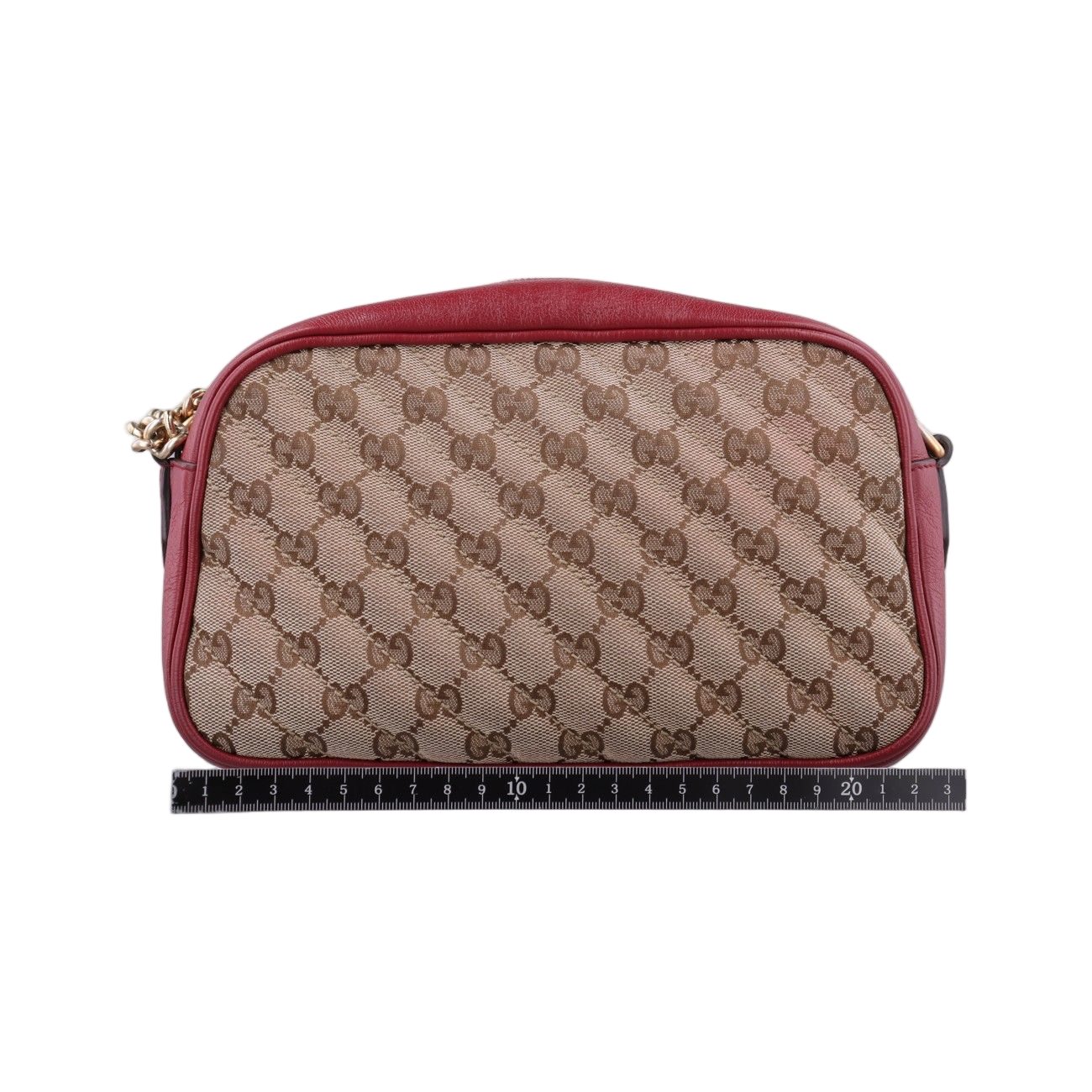 Gucci GG Marmont Beige Red Canvas Leather Messenger Bag — view 2