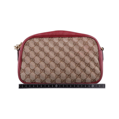Gucci GG Marmont Beige Red Canvas Leather Messenger Bag — view 2