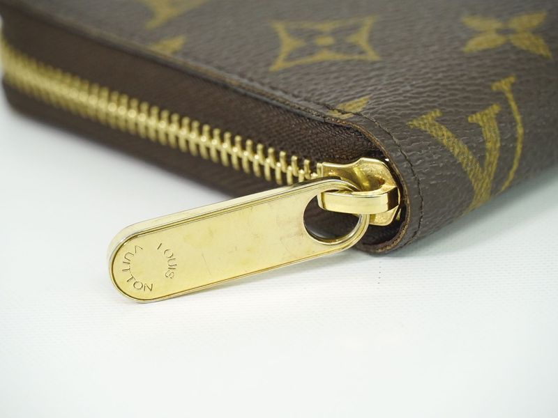 Authentic Louis Vuitton LV Zippy Wallet Monogram Round Zipper Long Wallet Brown