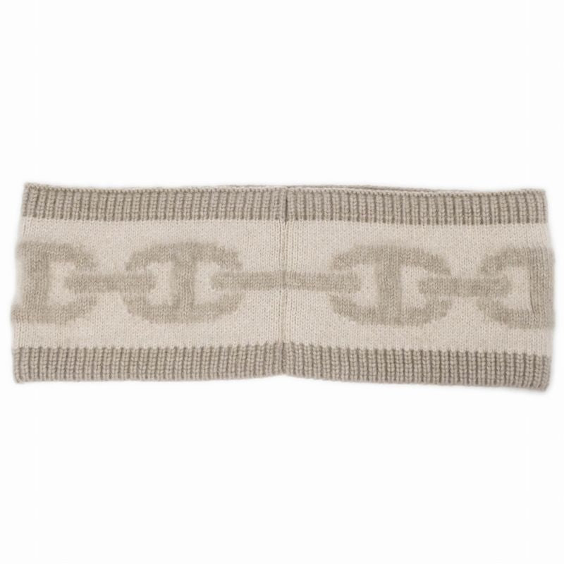 Hermes Headband Chaine D'ancre Cashmere Beige M Size Cashmere