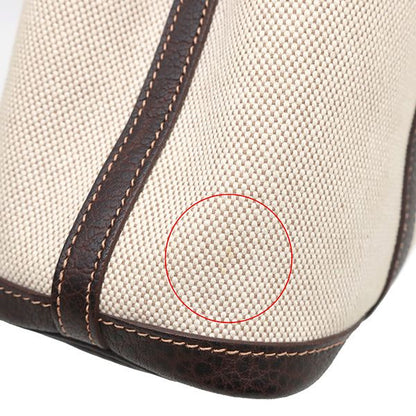 Hermes Tote Bag Garden Party Ttpm Toile Ash Leather Beige and Brown Silver