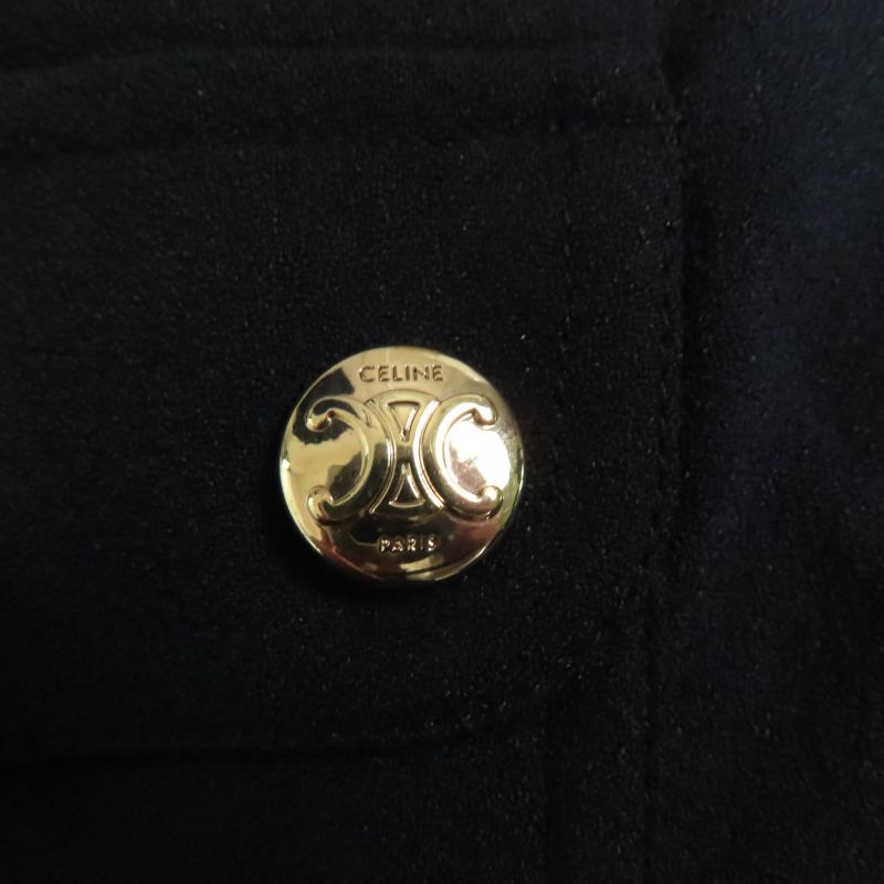 Celine 2r68g865c Triomphe Viscose Sable Workwear Dress Black 40 Women